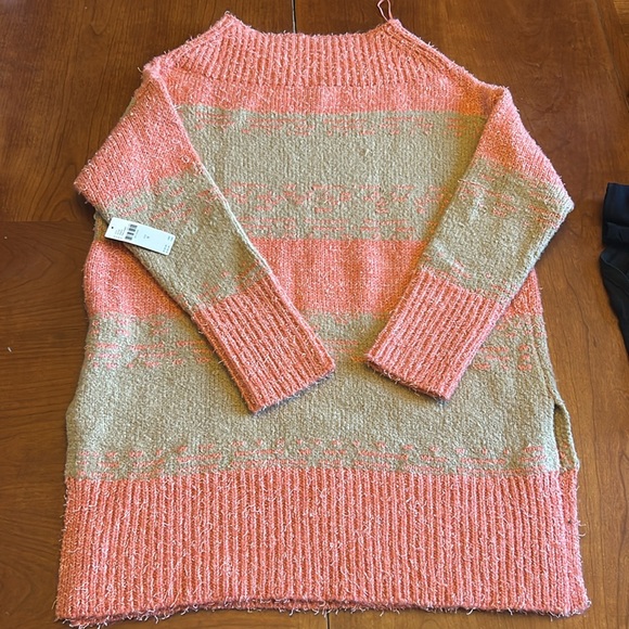 Pilcro tunic sweater pink-orange tan size medium NWT - Picture 8 of 9
